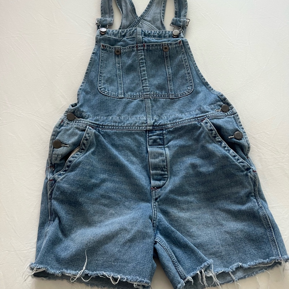 Free People Denim Overalls Shorts